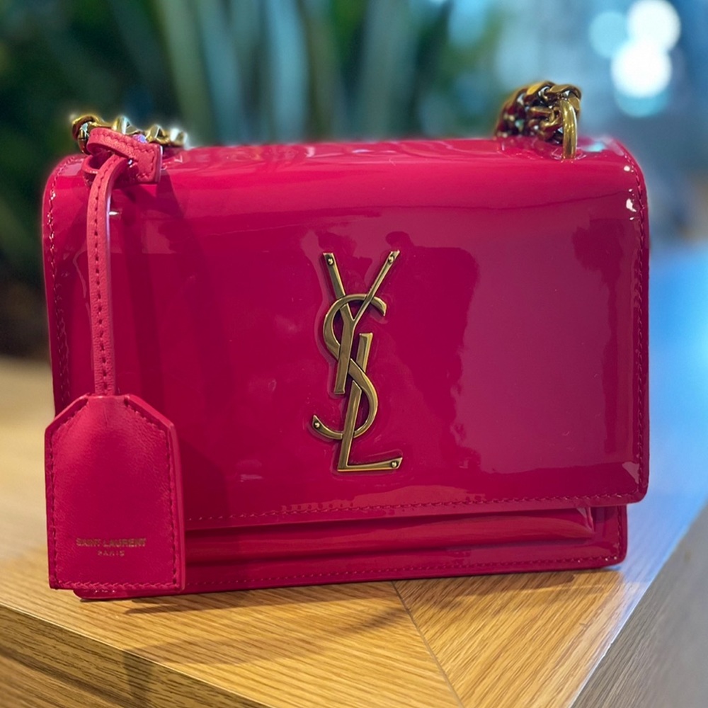 Saint Laurent Small Patent Leather Sunset Monogram Shoulder Bag - Picture 1 of 6